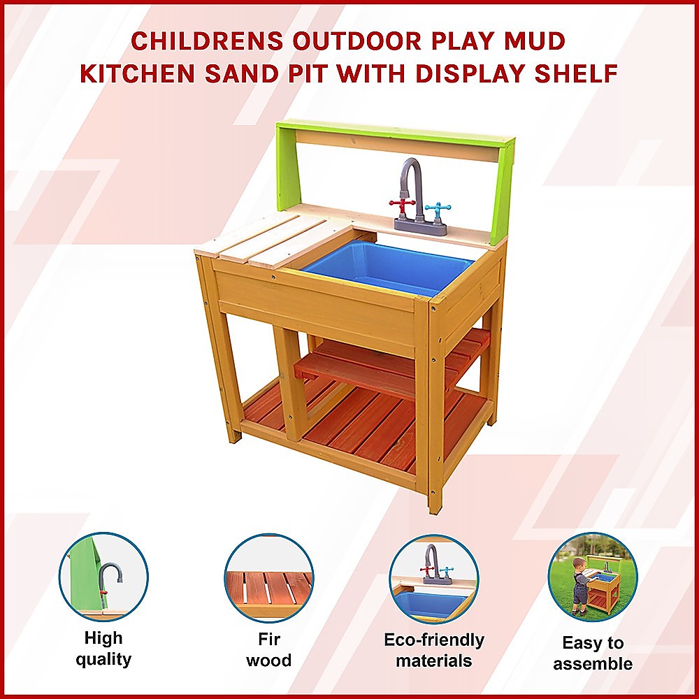Wooden mud kitchen storage shelf