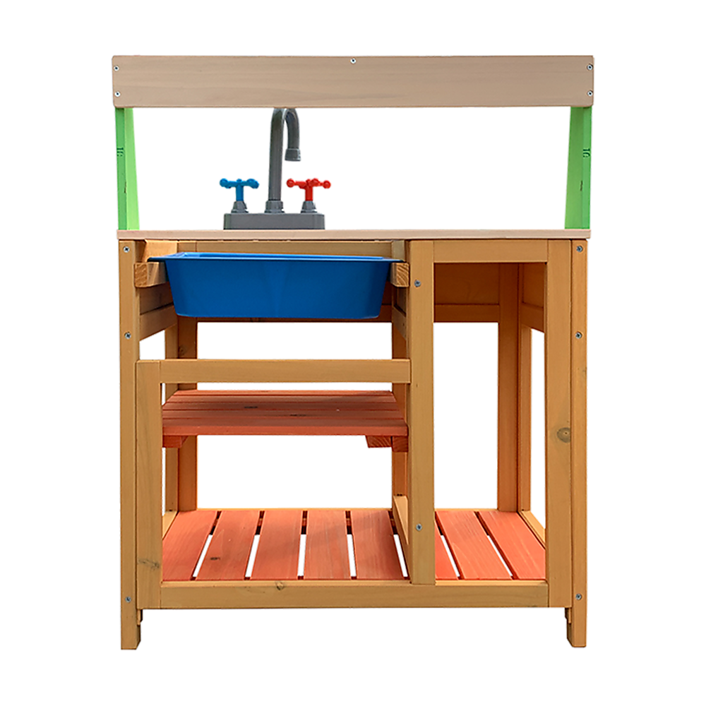 Wooden mud kitchen mud preparation area