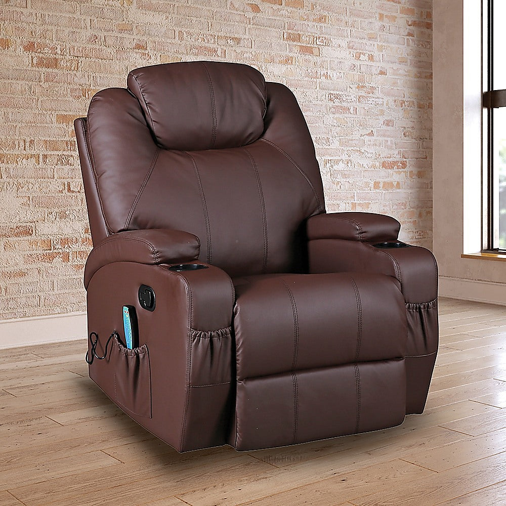Trentham Massage Sofa Recliner, Brown
