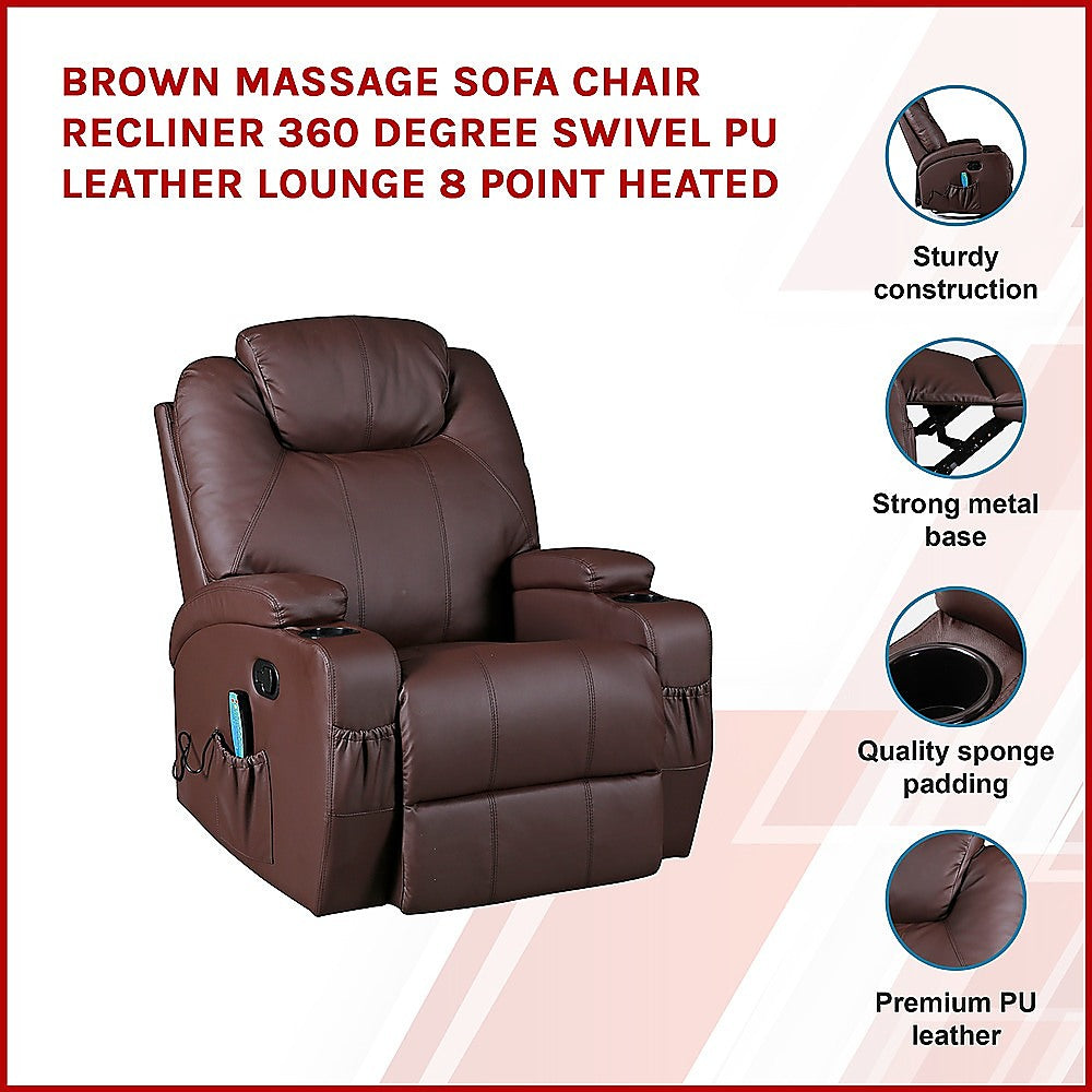 Trentham Massage Sofa Recliner, Brown