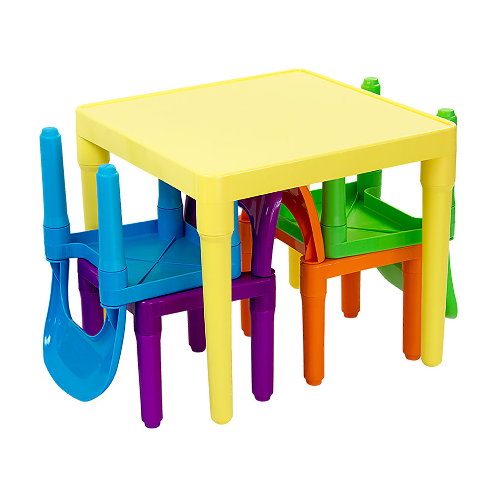 Colourful children's table and chairs play set