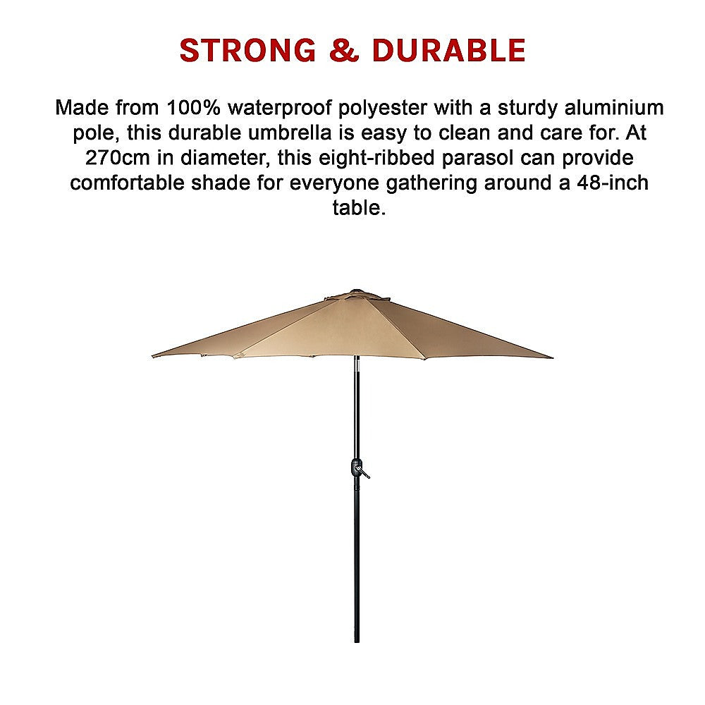 9ft Patio Umbrella — 8 Rib Outdoor Garden Table Sunshade — Allure Home Collections