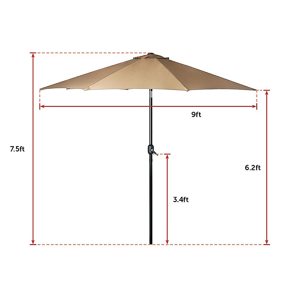 9ft Patio Umbrella — 8 Rib Outdoor Garden Table Sunshade — Allure Home Collections