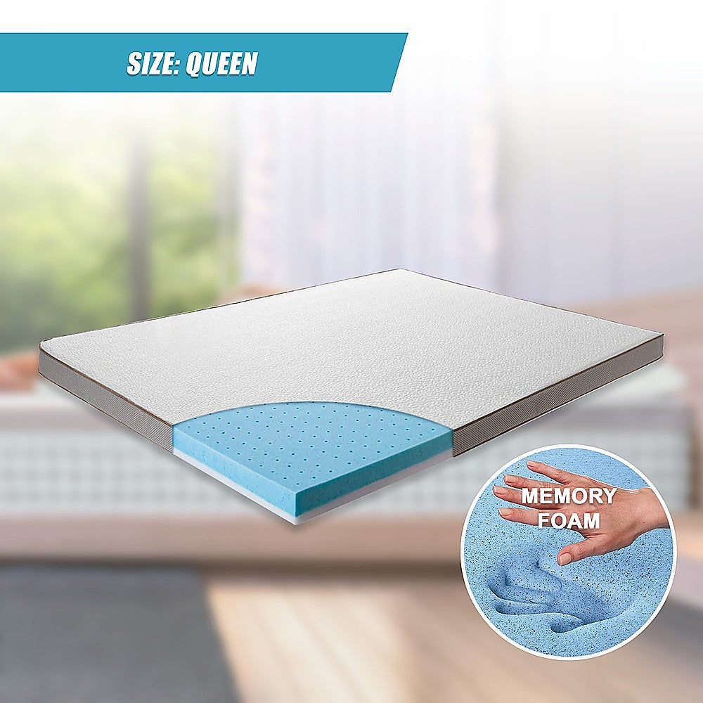 Cooling gel memory foam mattress topper, 7.5cm queen