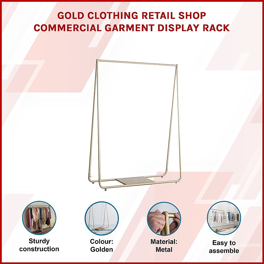 Gold commercial garment display rack, view 2