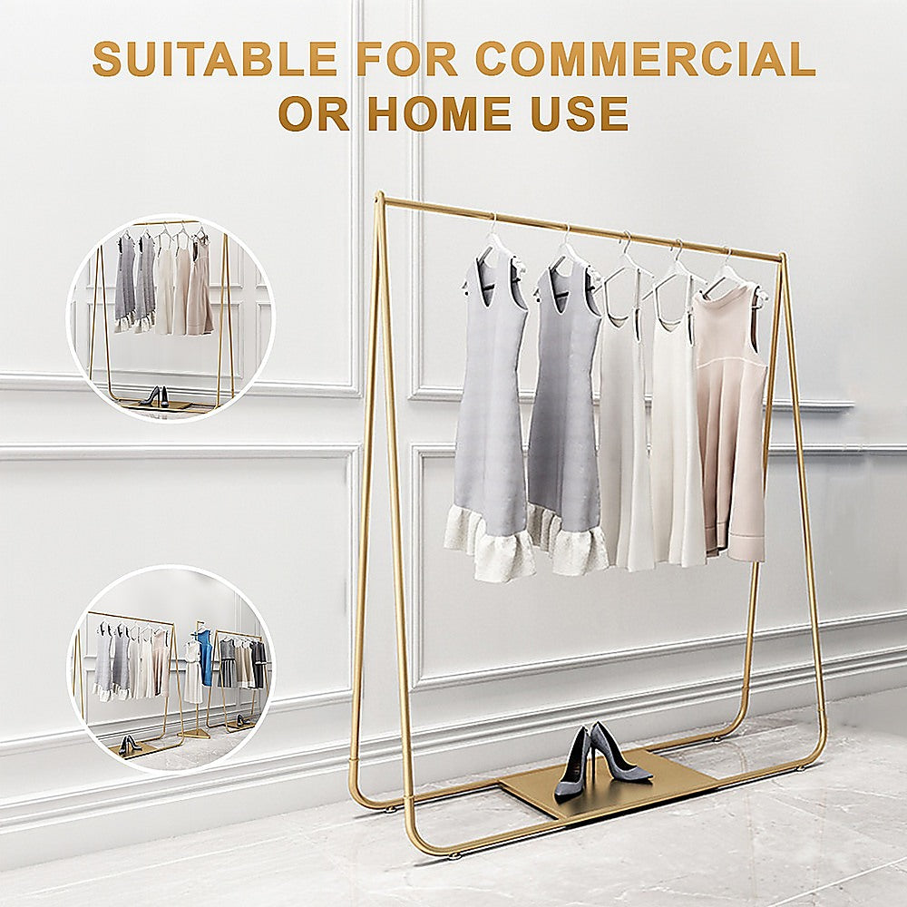Gold commercial garment display rack, view 6