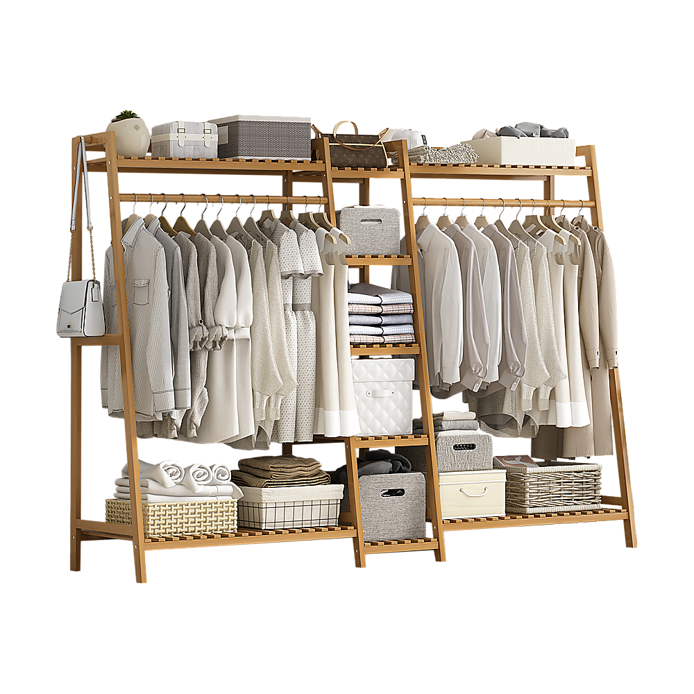 Elegant Bamboo Portable Clothes Rack Stand