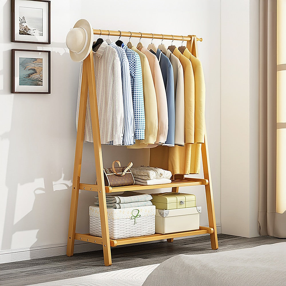 Eco-Friendly Bamboo Portable Clothing Rack