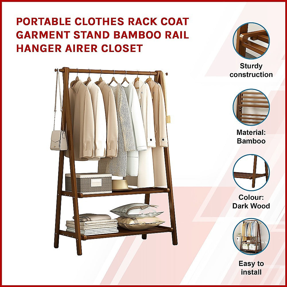 Iznatoraf Bamboo Clothes Rack, Coat and Garment Stand