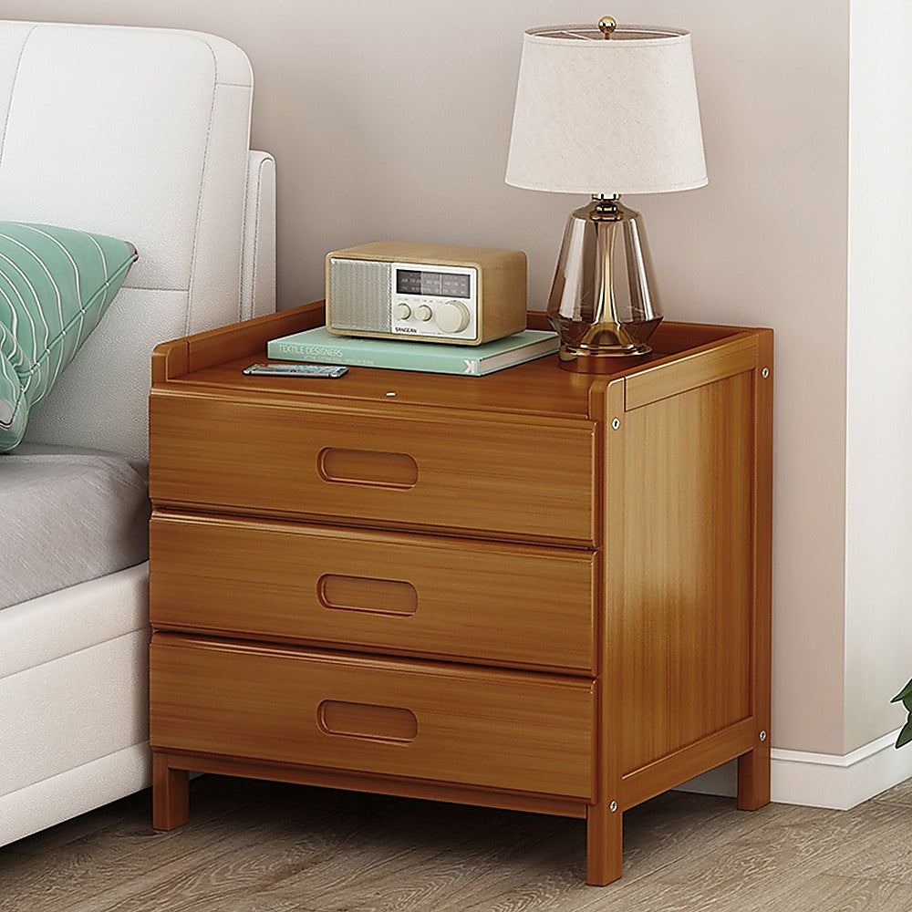 Bamboo Bedside Table Nightstand with 3 Drawers and Waterproof Surface — Allure Home Collections