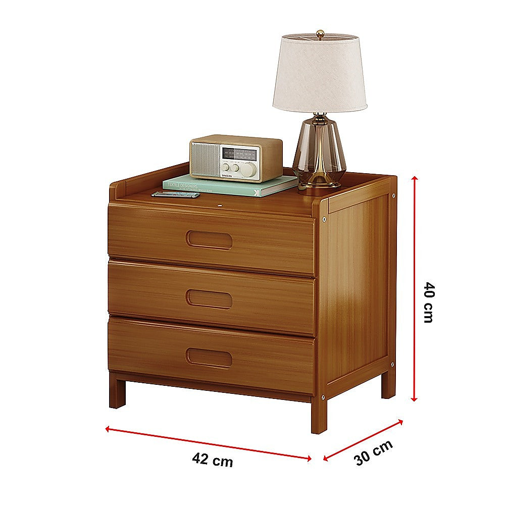 Bamboo Bedside Table Nightstand with 3 Drawers and Waterproof Surface — Allure Home Collections