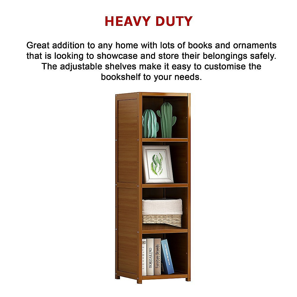 Bamboo Adjustable Bookcase, 4 Shelf Natural