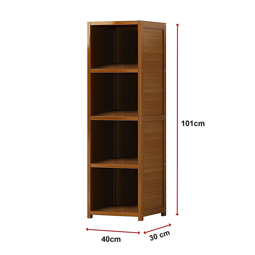 Bamboo Adjustable Bookcase, 4 Shelf Natural