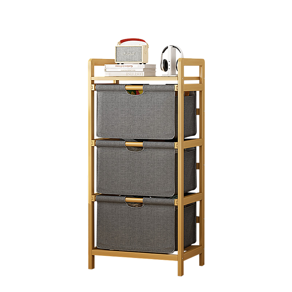Bamboo Storage Shelf with Removable Hampers
