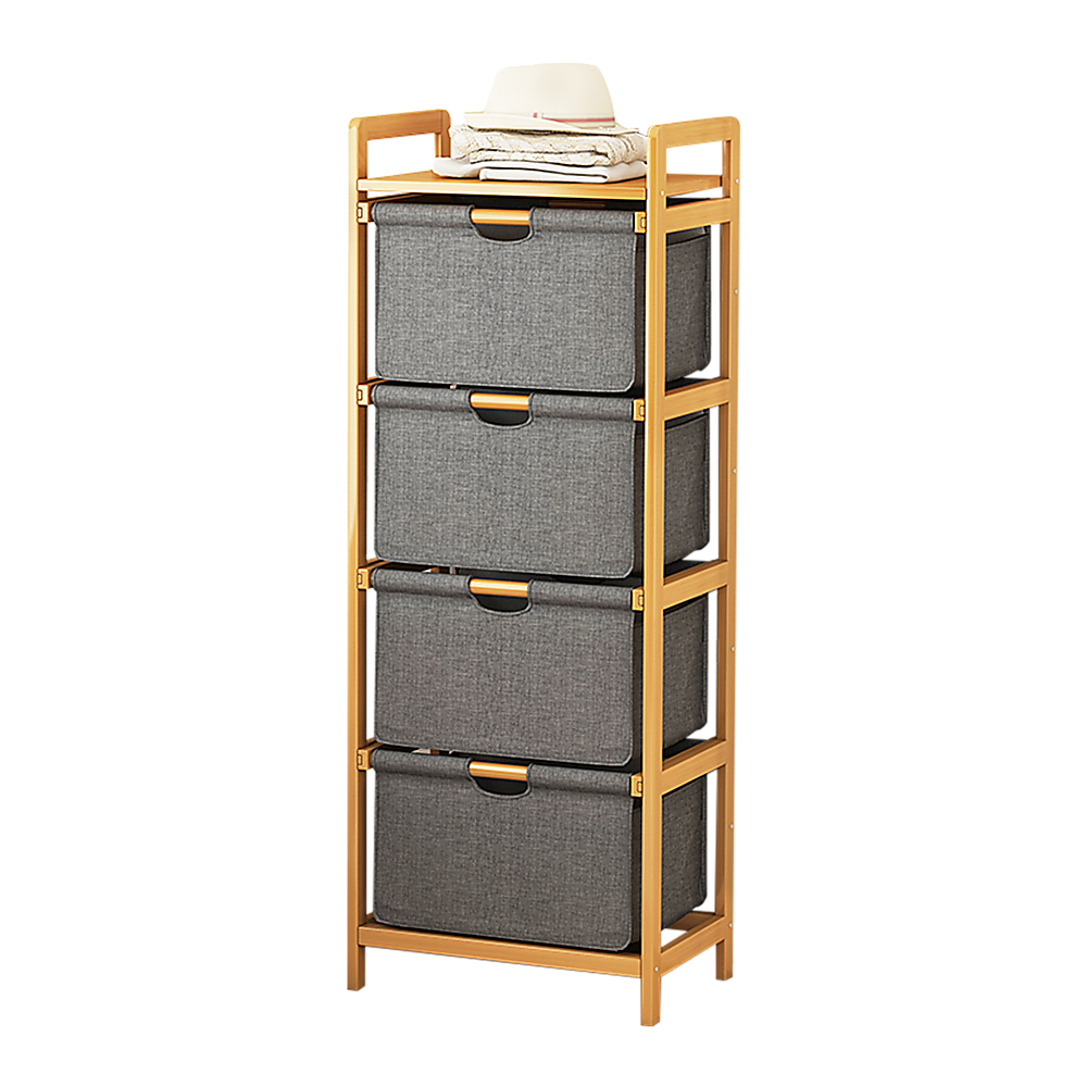 Bamboo Storage Shelf with Removable Hamper