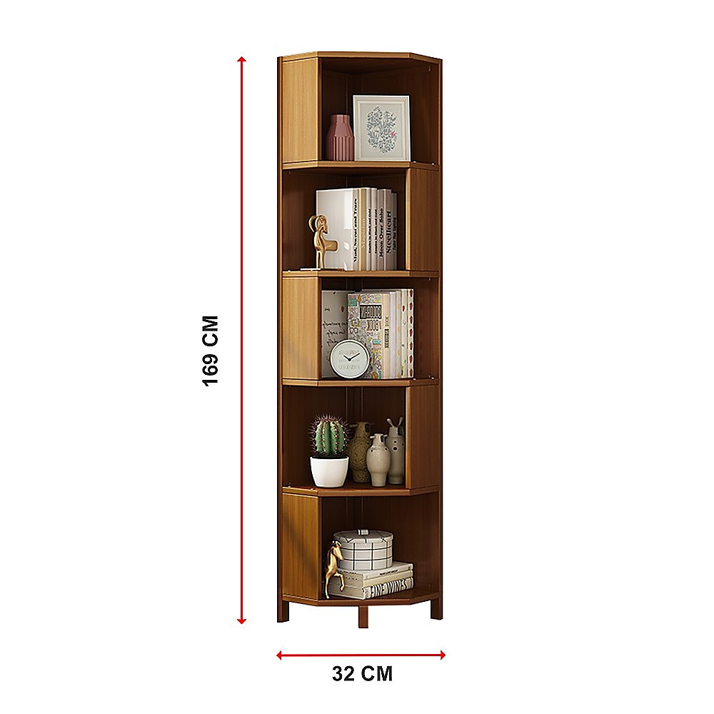 Thebarton 5 Tier Corner Bookshelf, Natural