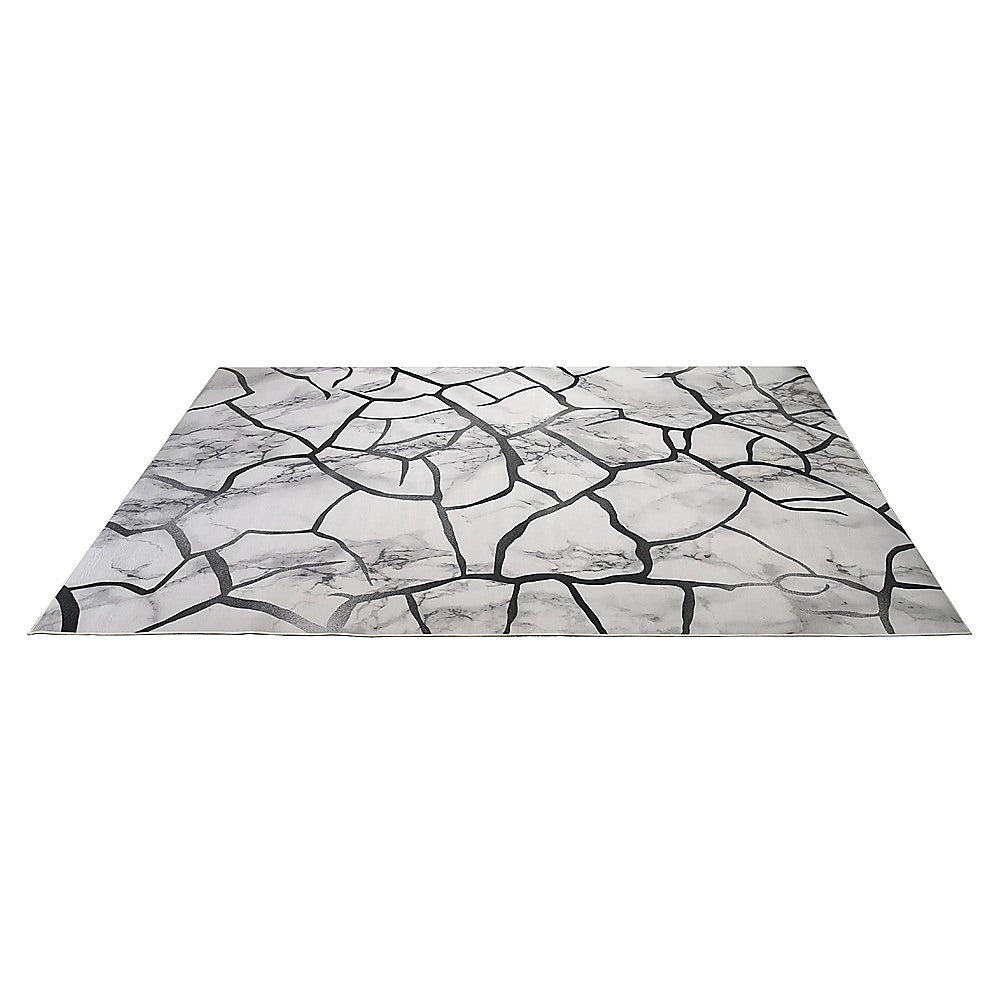 Marble polypropylene floor rug grey 200x300cm