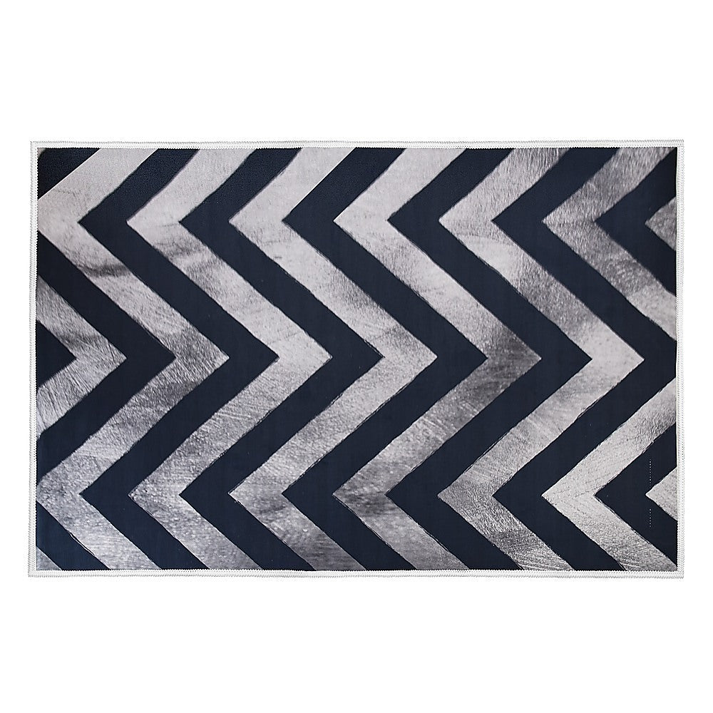 Chevron stripe polypropylene floor rug blue 200x300cm