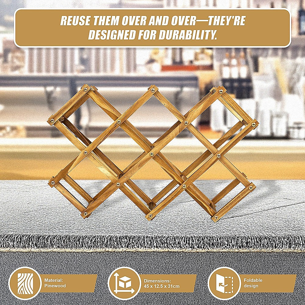 Wooden Wine Rack Freestanding 10 Bottle Countertop Pine view 10