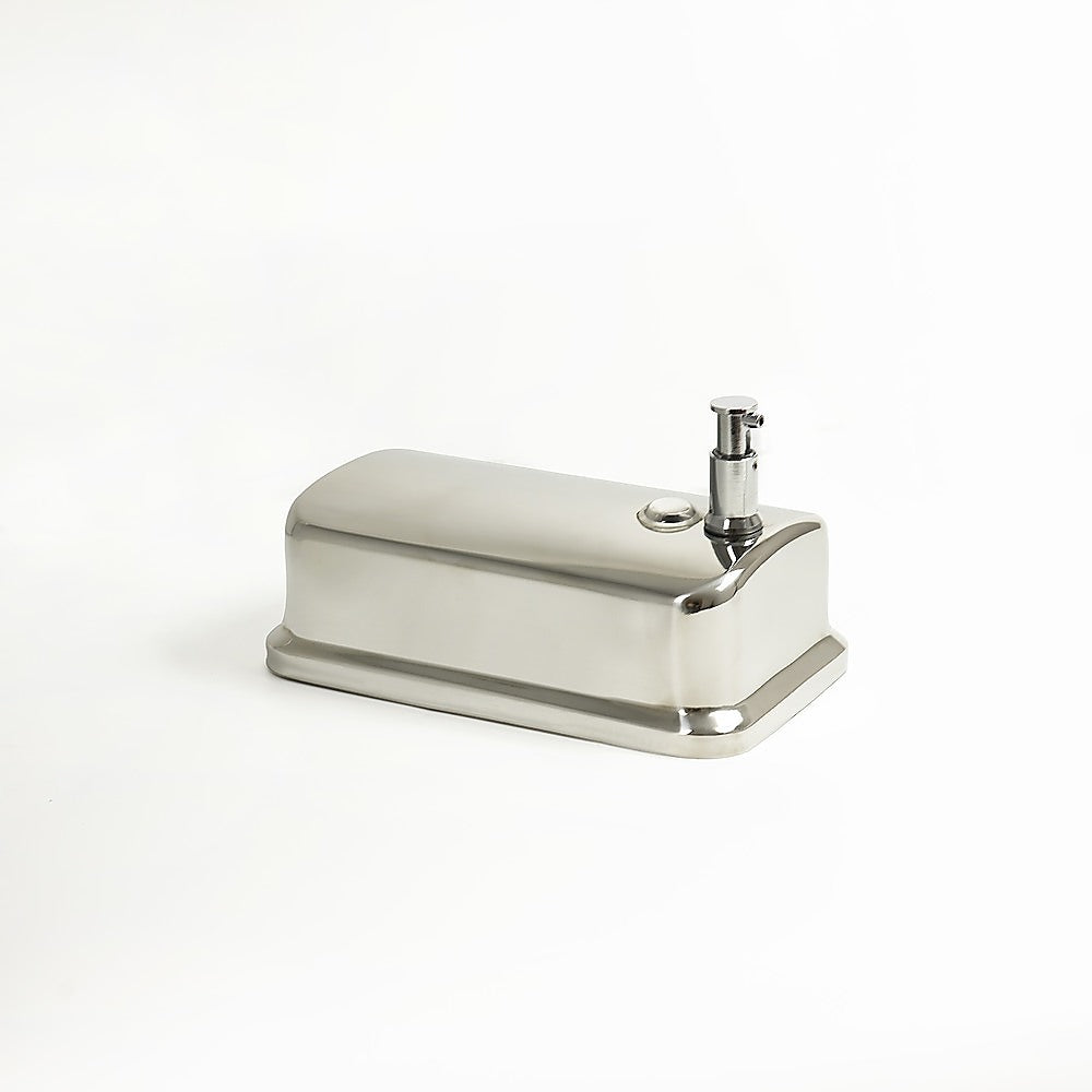Manual stainless steel pump nozzle on the wall mounted soap dispenser
