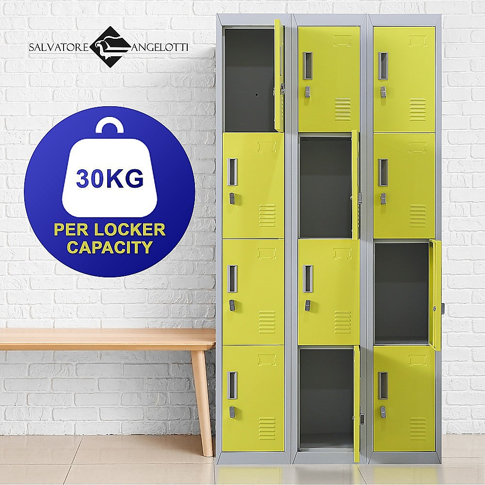 12-Door Steel Storage Locker, Grey with Yellow Doors - image 7