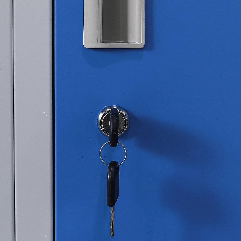 12-Door Steel Storage Locker, Grey with Blue Doors, key lock - image 6