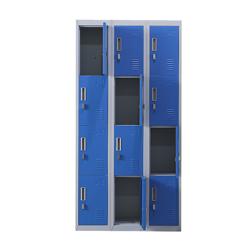 12-Door Steel Storage Locker, Grey with Blue Doors - image 5