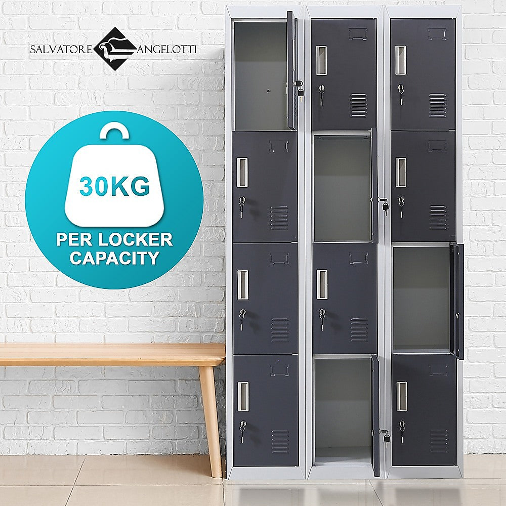 12-Door Steel Storage Locker, Grey with Charcoal Doors, key lock - image 6