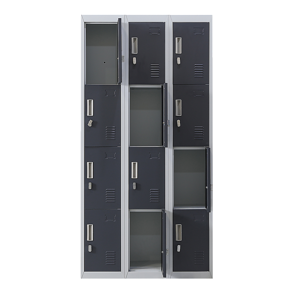12-Door Steel Storage Locker, Grey with Charcoal Doors - image 1