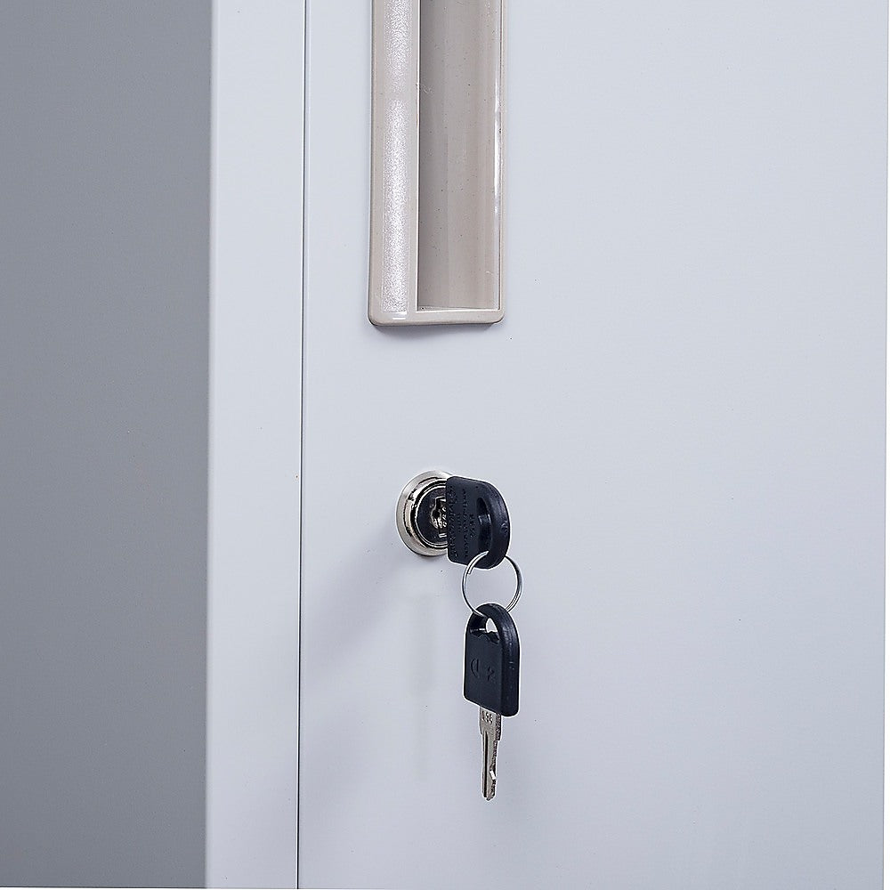 12-Door Steel Storage Locker in Grey, key lock - image 11