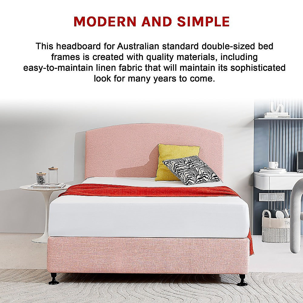 Braemar Bay Curved Bed Head, Pale Pink Double