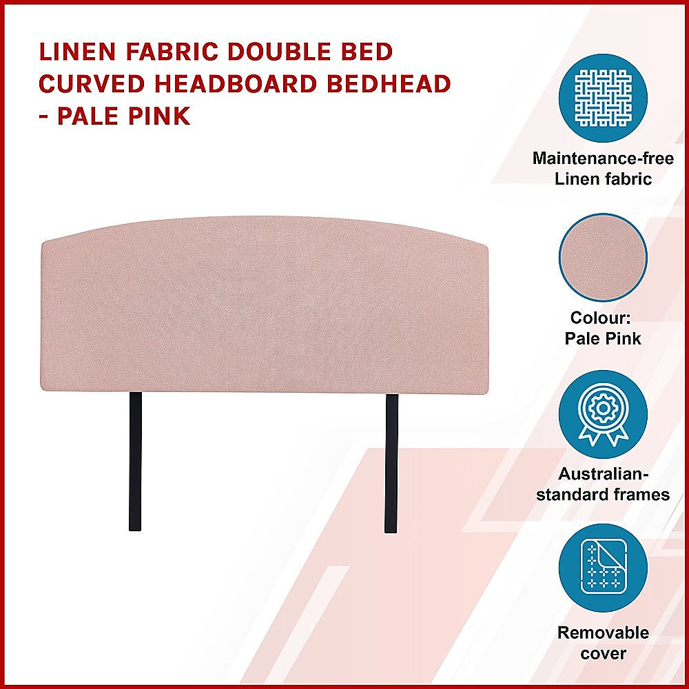 Braemar Bay Curved Bed Head, Pale Pink Double