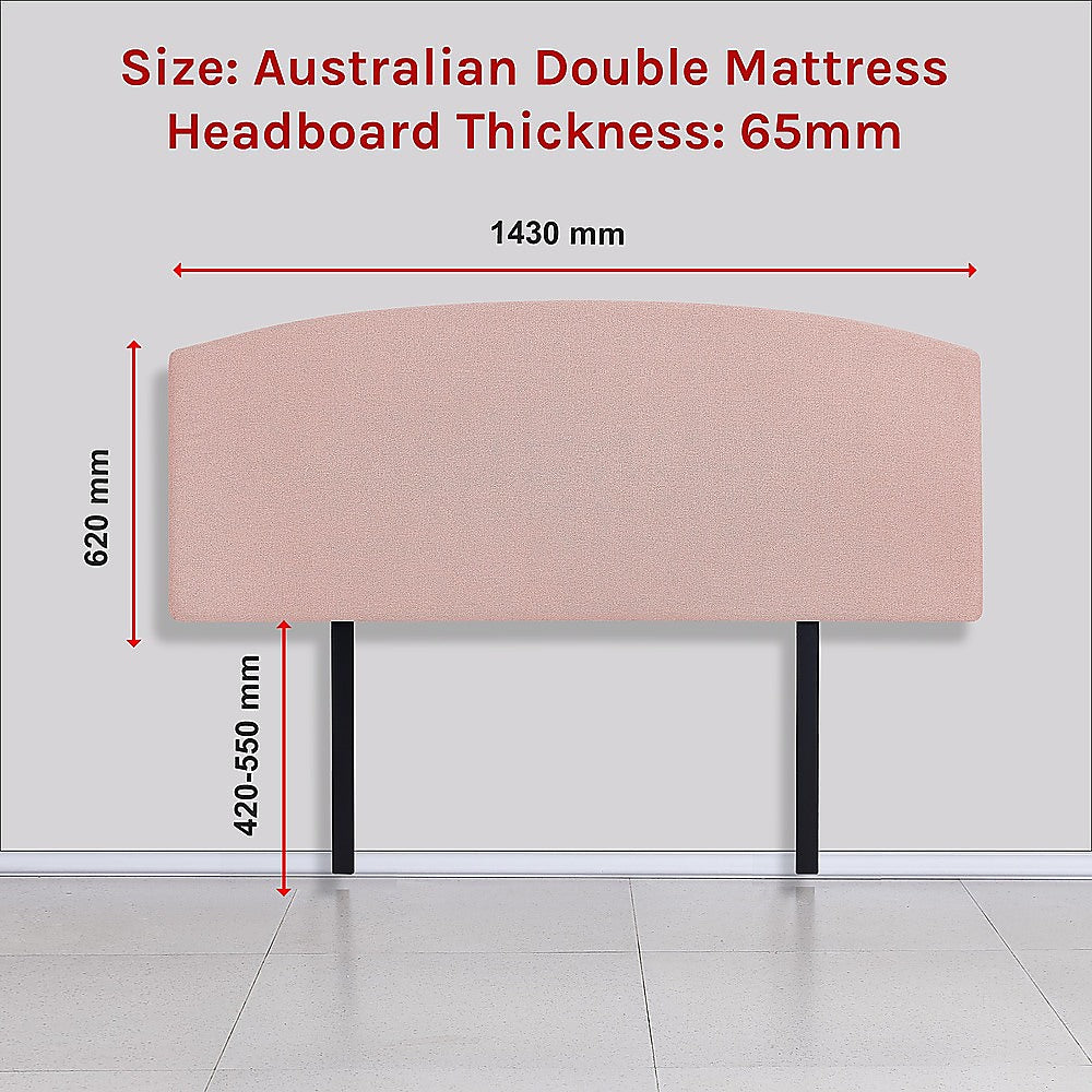Braemar Bay Curved Bed Head, Pale Pink Double