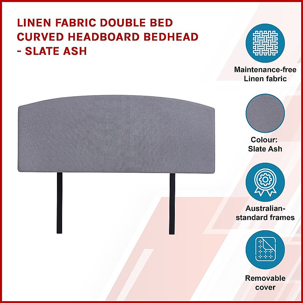 Braemar Bay Curved Bed Head, Slate Ash Double