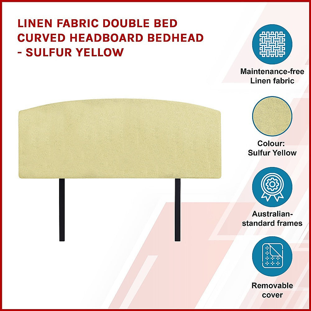 Braemar Bay Curved Bed Head, Sulfur Yellow Double