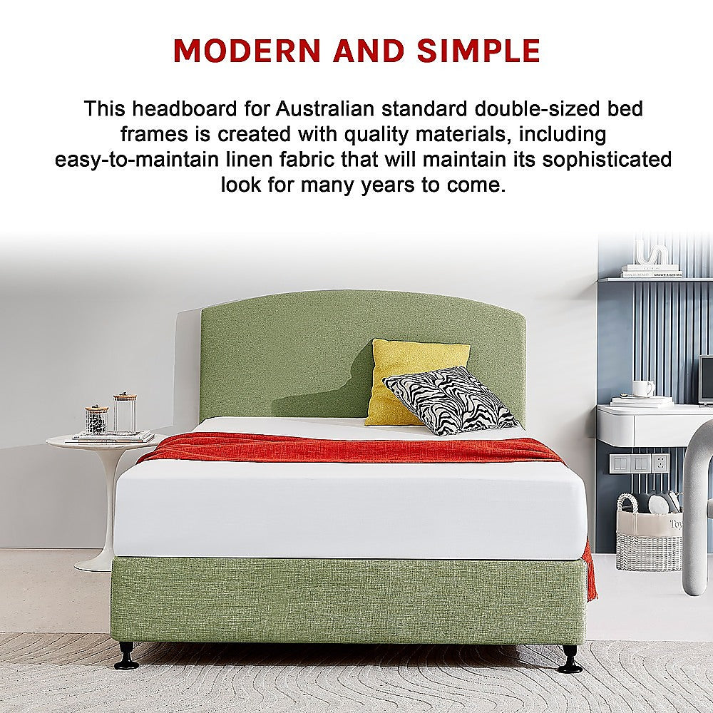 Braemar Bay Curved Bed Head, Olive Green Double