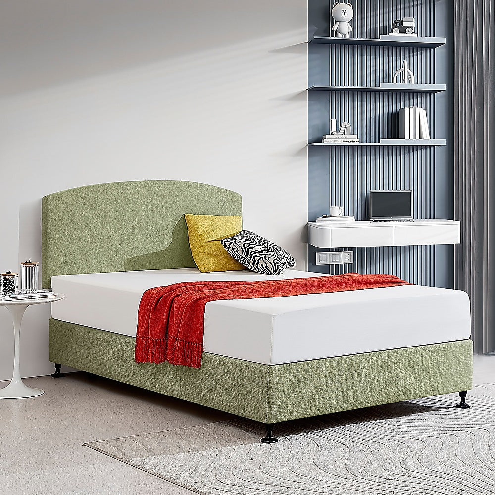 Braemar Bay Curved Bed Head, Olive Green Double