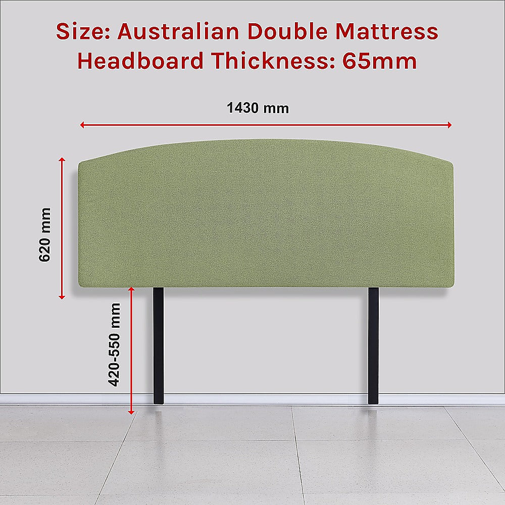 Braemar Bay Curved Bed Head, Olive Green Double