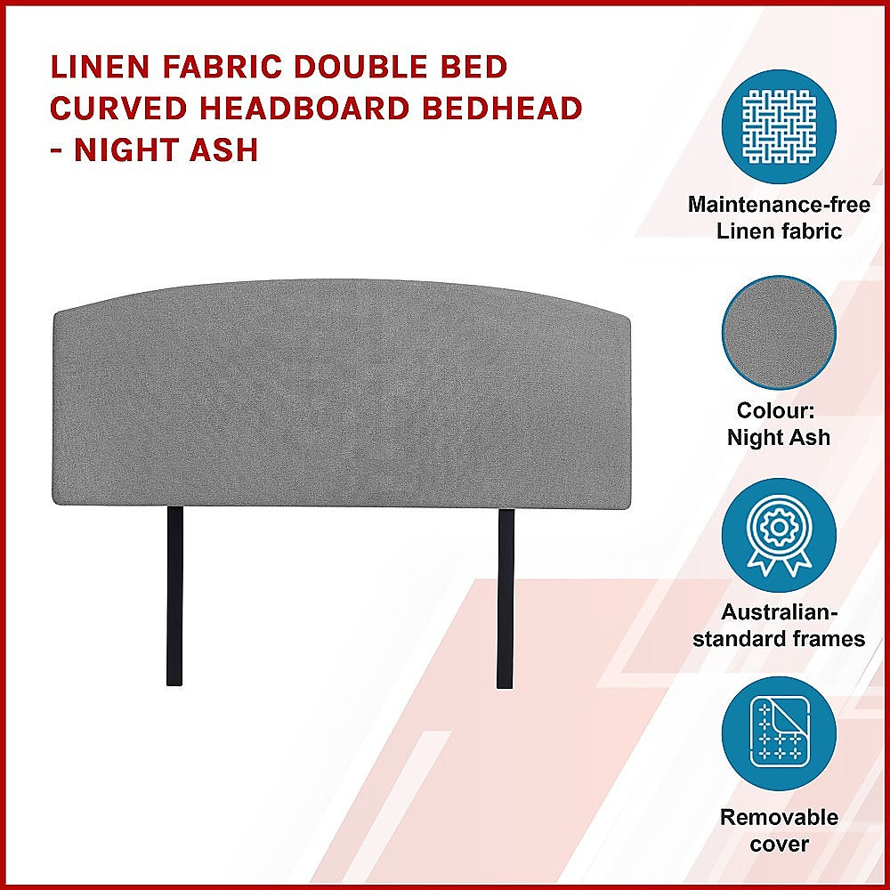 Braemar Bay Curved Bed Head, Night Ash Double