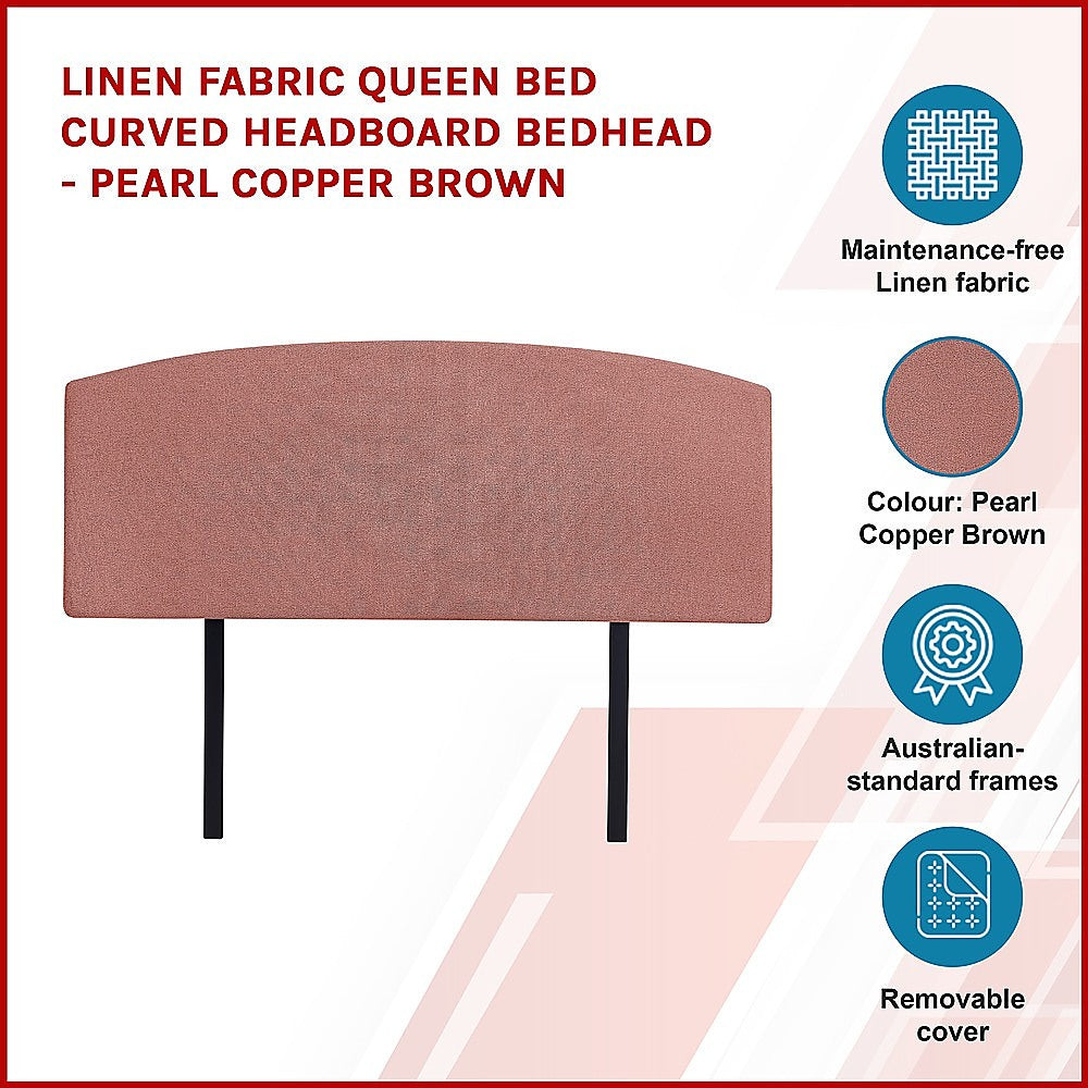 Braemar Bay Curved Bed Head, Pearl Copper Brown Queen