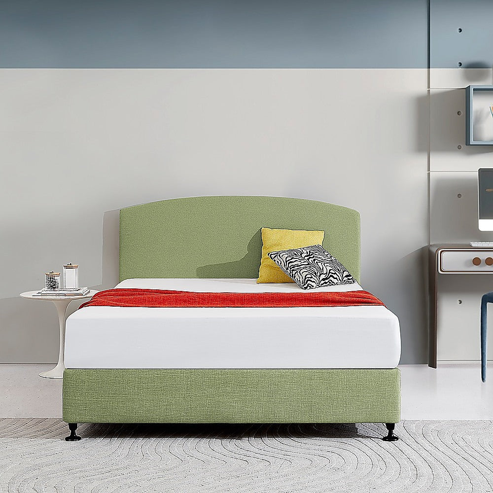 Braemar Bay Curved Bed Head, Olive Green Queen