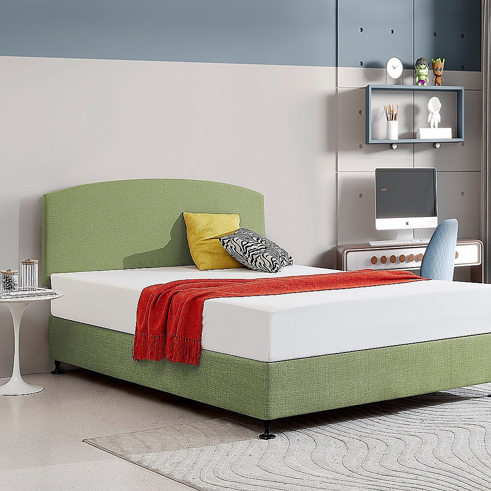 Braemar Bay Curved Bed Head, Olive Green Queen