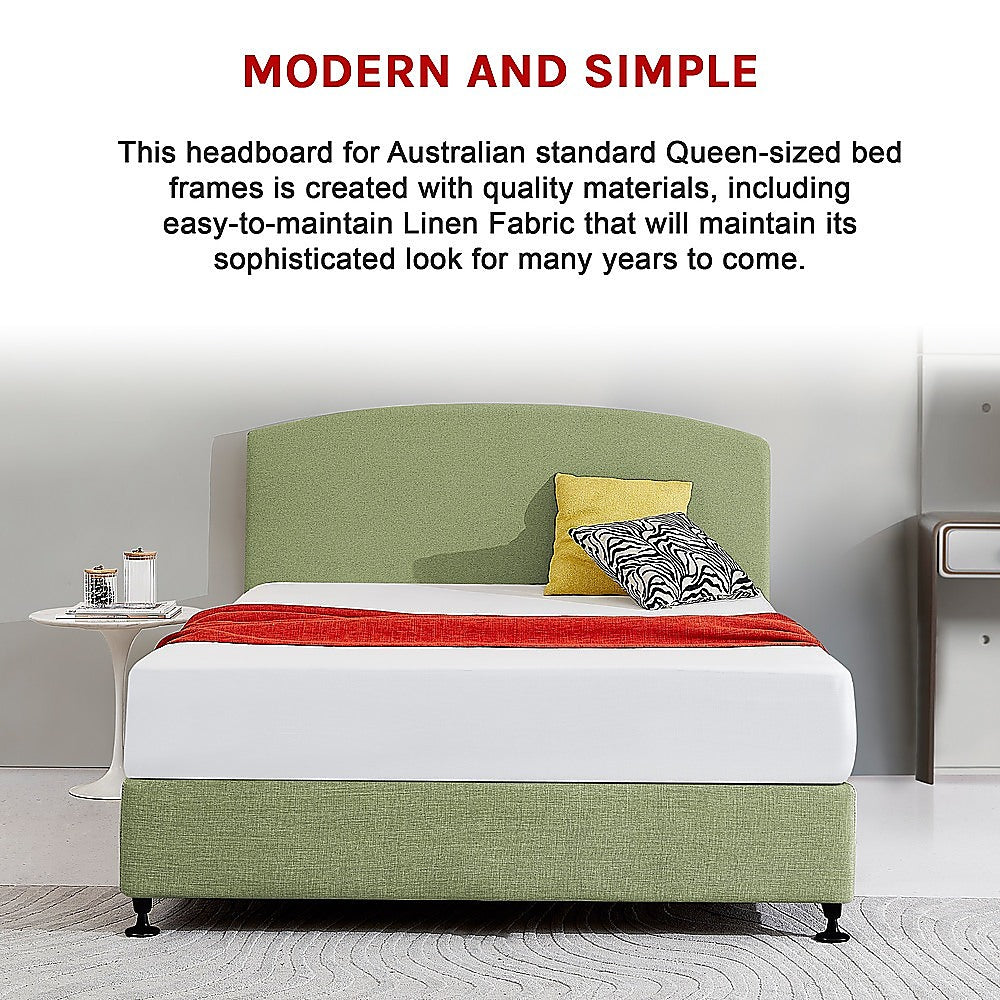 Braemar Bay Curved Bed Head, Olive Green Queen