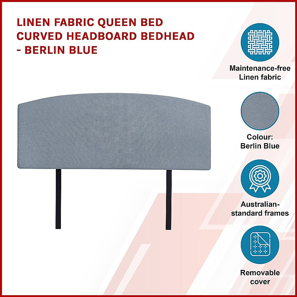 Braemar Bay Curved Bed Head, Berlin Blue Queen