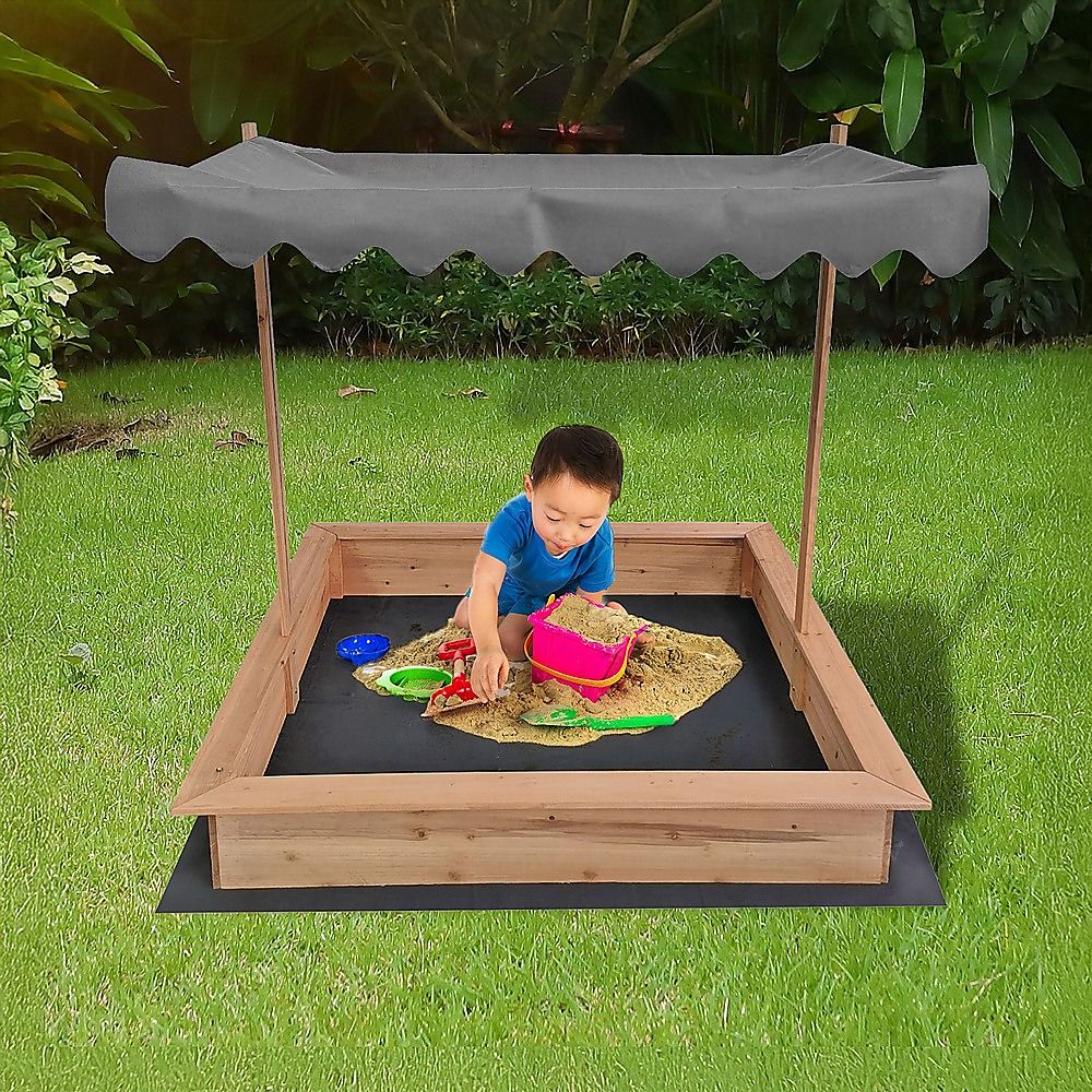 Wooden sandpit canopy angle detail