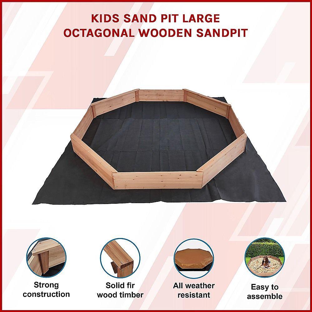 Wooden octagonal sandpit with bench seats