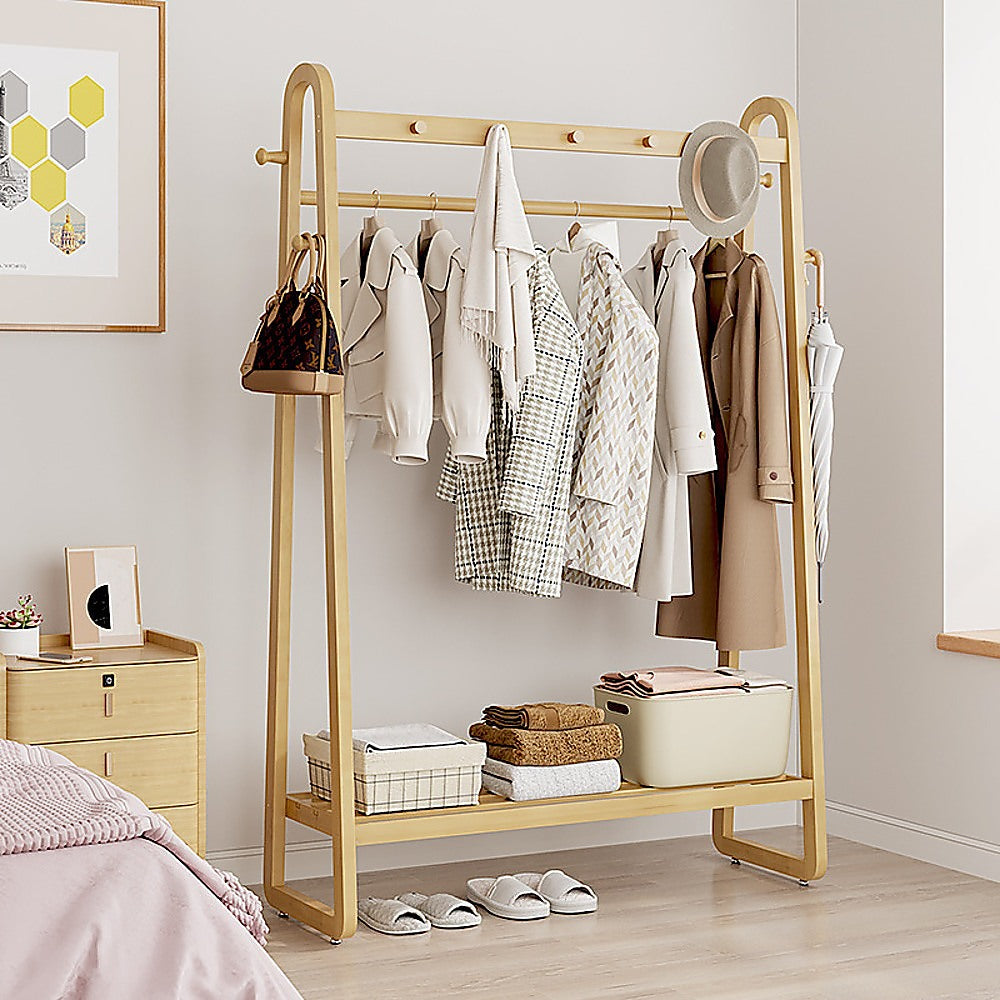 Montefrio Bamboo Clothes Rack, 160 x 100cm, Natural Wood