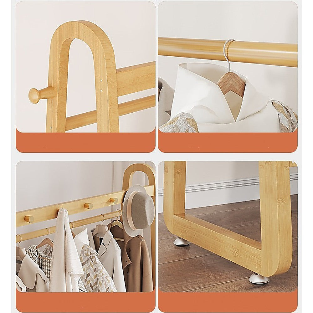 Montefrio Bamboo Clothes Rack, 160 x 100cm, Natural Wood