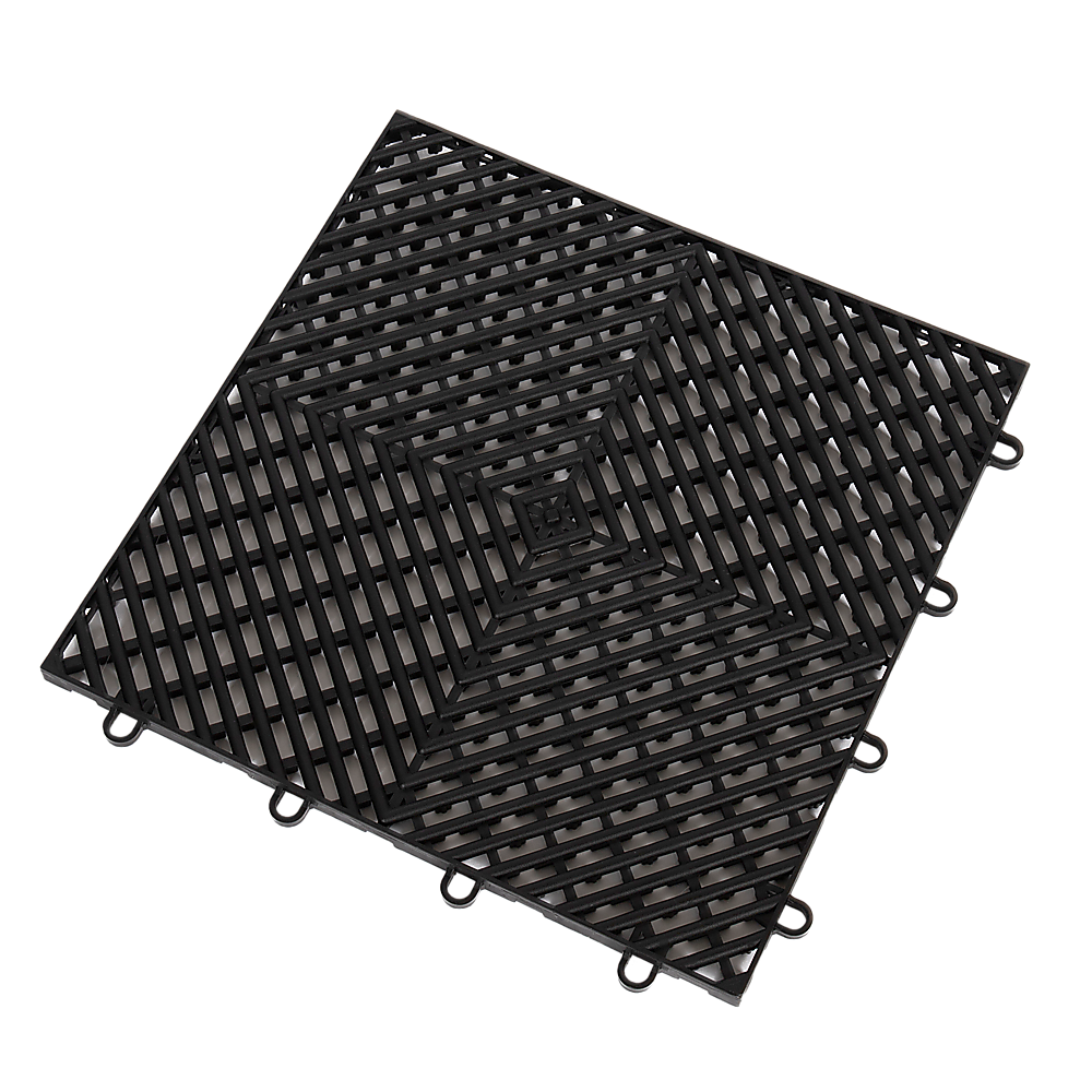 Bracciano vented polypropylene garage floor tiles with diamond pattern surface