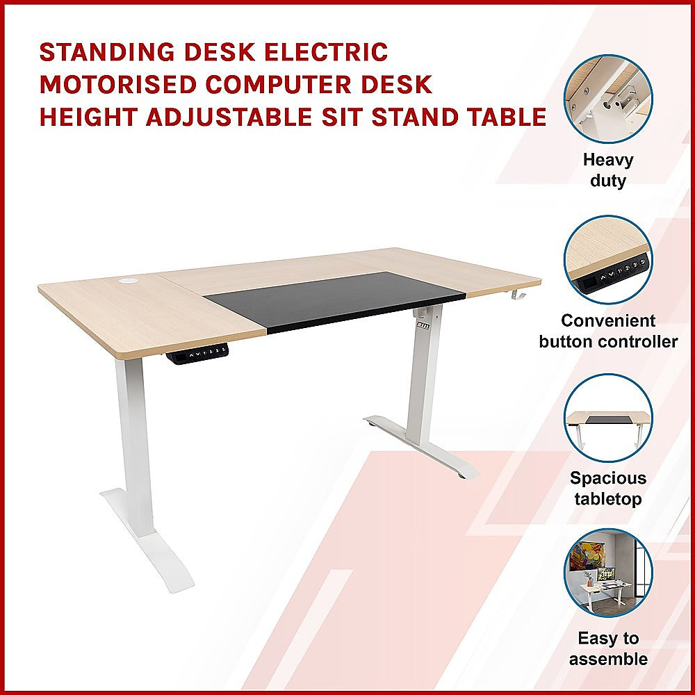 Hackett light birchwood standing desk in a home office